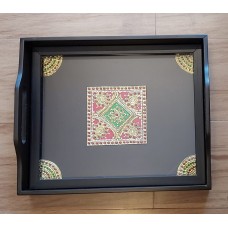 Tray with Tanjore Design Inlaid 10x12 inches (Wooden) - 3